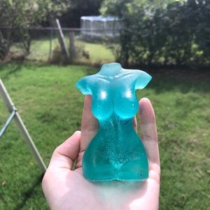 Blue resin female figurine